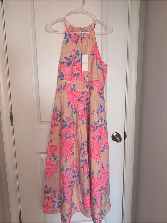 Lilly Pulitzer Dresses & Skirts - NWT Lilly Pulitzer Talullah Maxi Dress with Neon Pink & Blue Size 8 Fit & Flare